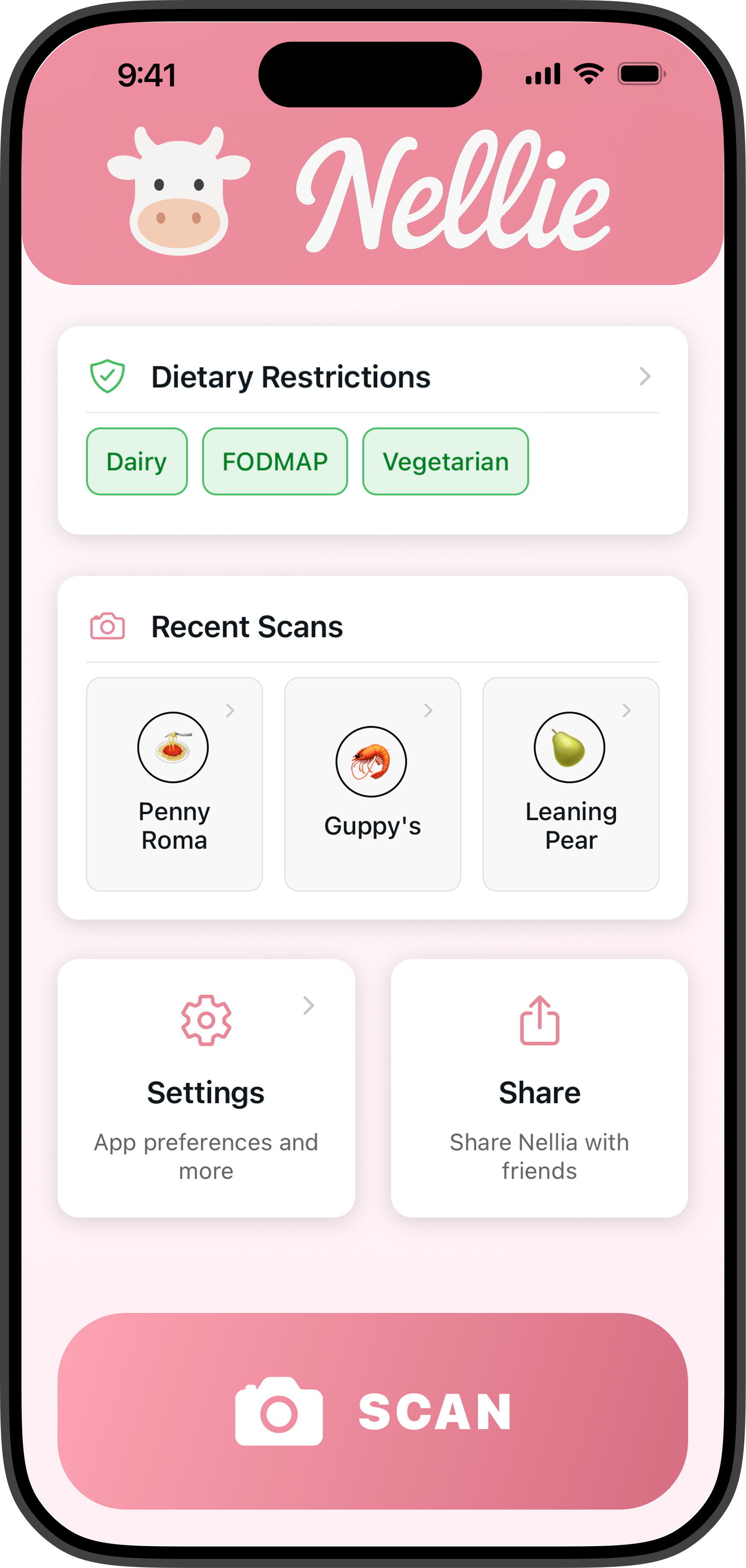 Nellia Home Screen